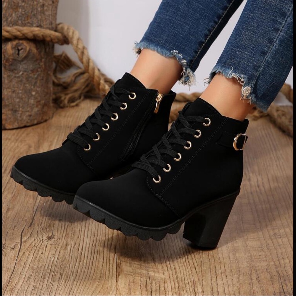 SHEIN black booties with gold accents size 7.5
